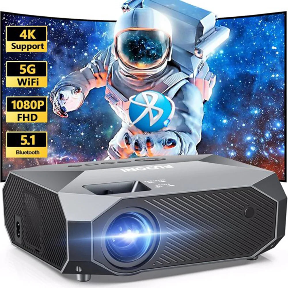 Projector with 5G WiFi Bluetooth 1080P Portable Outdoor Video Projector 4K Support Home Theater Movie Projector for Phone/PC/TV