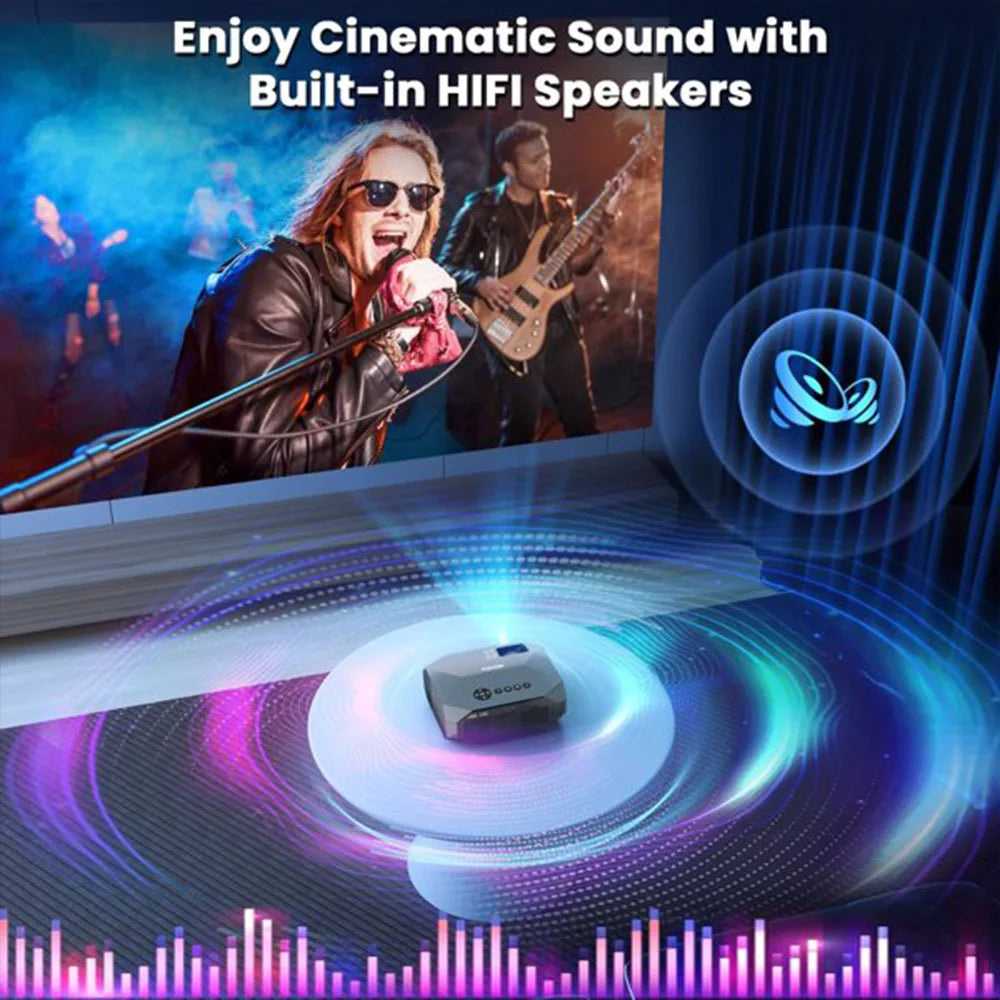 Projector with 5G WiFi Bluetooth 1080P Portable Outdoor Video Projector 4K Support Home Theater Movie Projector for Phone/PC/TV