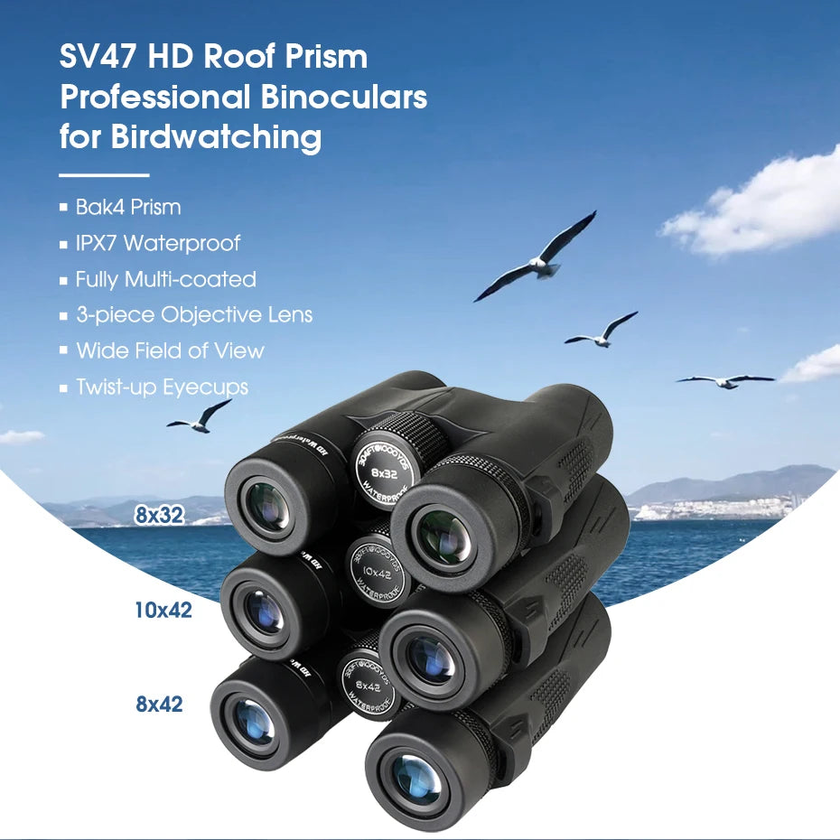 SVBONY Bird Watching Telescope SV47 Powerful Binoculars 8x32/8x42/10x42 Professional IPX7 Waterproof