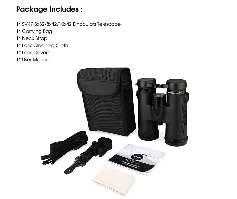 SVBONY Bird Watching Telescope SV47 Powerful Binoculars 8x32/8x42/10x42 Professional IPX7 Waterproof