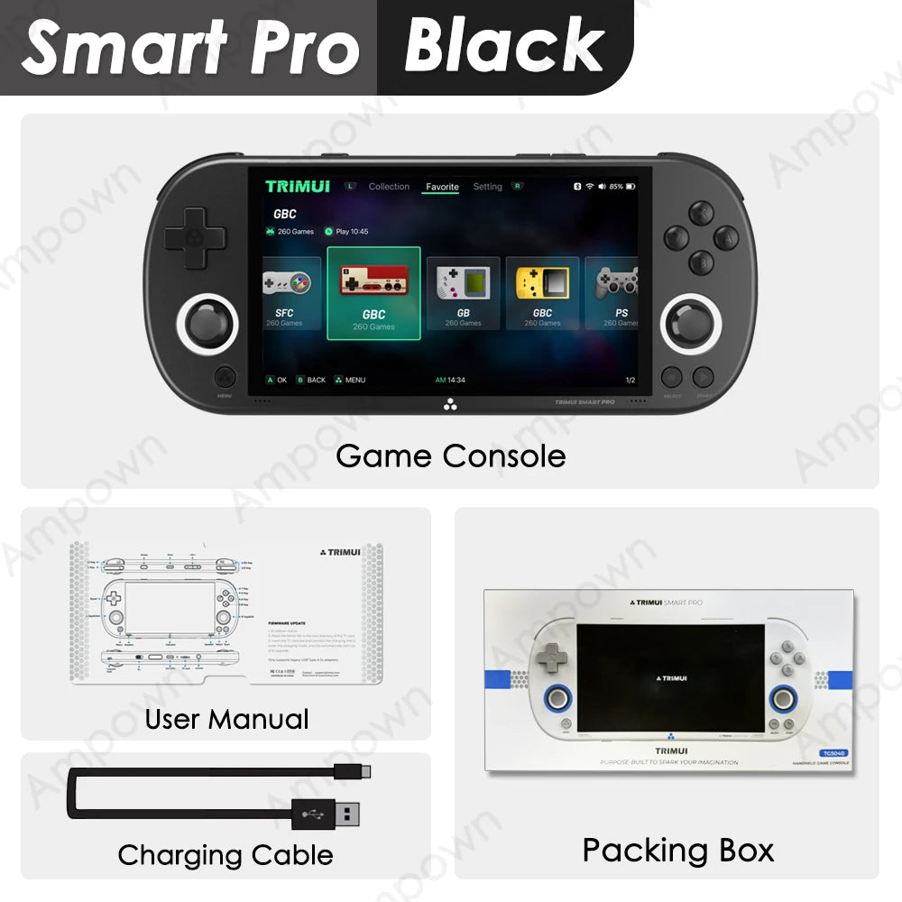 Trimui Smart Pro Handheld Game Console 4.96''IPS Screen Linux System Joystick RGB Lighting  Retro Video