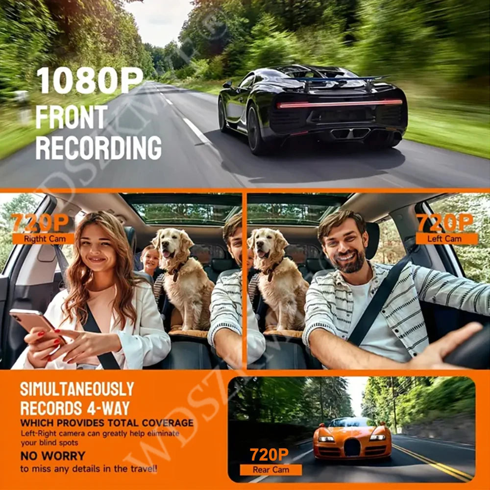 360°Auto Camera 1080P Video Recorder 3/4 Lens WIFI DashCam for Car DVR Black Box Night Vision 24H