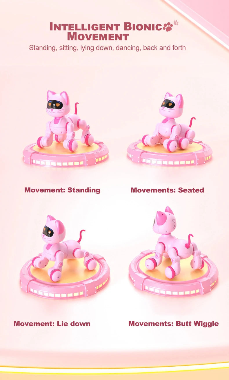Smart Robot Cat Programmable Intelligent Remote Control Robot Cat Stunt Cat Voice Command Educational Pet