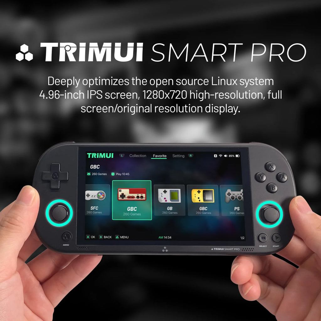 Trimui Smart Pro Handheld Game Console 4.96''IPS Screen Linux System Joystick RGB Lighting  Retro Video