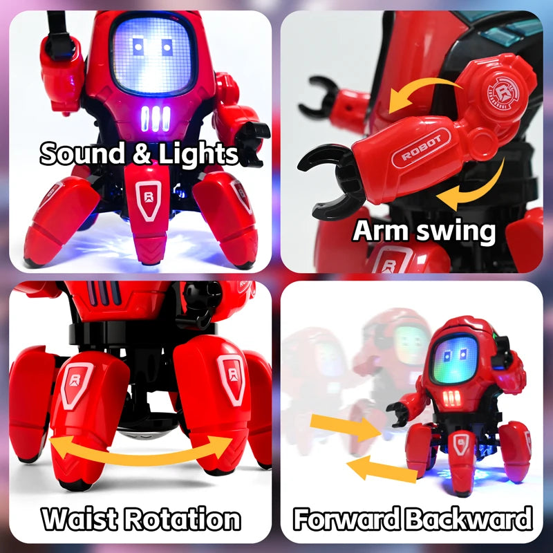Dance Music 6 Claws Robot Octopus Spider Robots Vehicle Birthday Gift Toys for Children