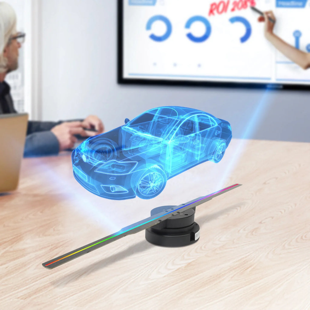 3D Hologram Fan 3D Holographic Fan Projector LED Advertising Display Screen, Upgraded US Standard for Store Promotion Exhibition