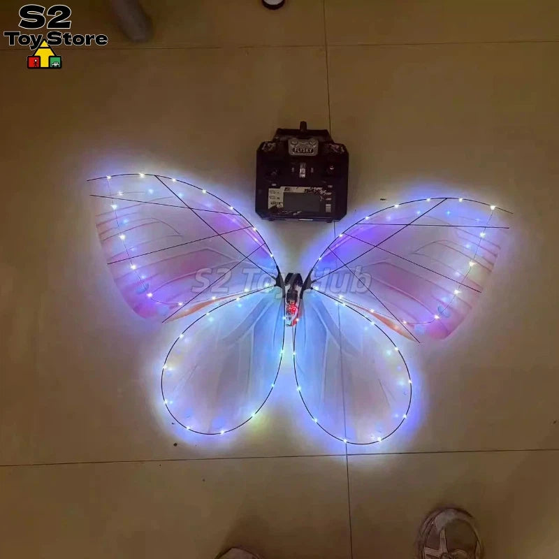 Magical LED RC Butterfly Drone Flying Bionic Insect Toy with Colorful Wings,