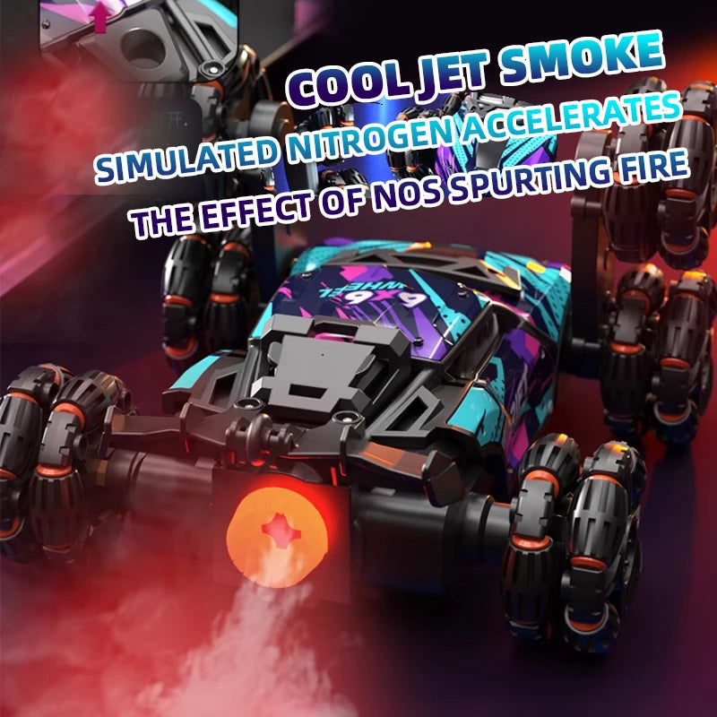 Children's Alloy Remote Control Car Morphing Six-Wheeled RC Off-Road Climbing Stunt Four-Wheel Drive Spray Drift Racing Car Toys