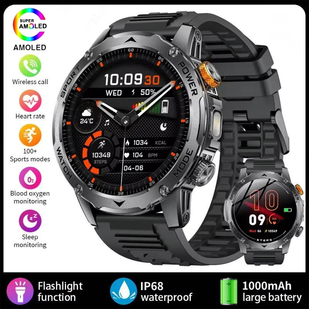2025 1000mAh Super Capacity Battery 1.7-inch Large Screen Bluetooth Call IP68 Waterproof