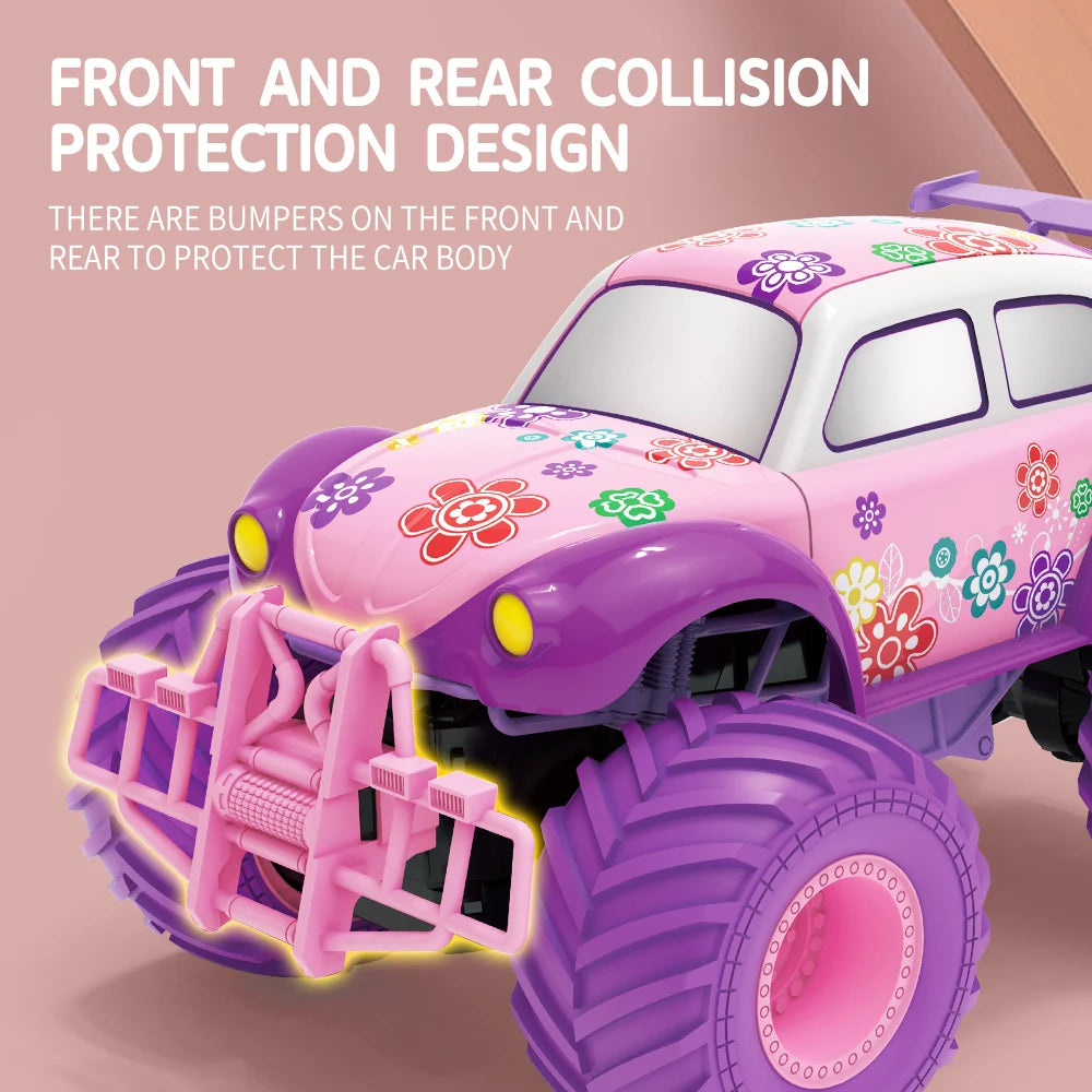 4WD Pink RC Car Pickup Truck Electric Climbing Drop-resistant Stunt Remote Control Princess Car Toy Children Gifts For Girls