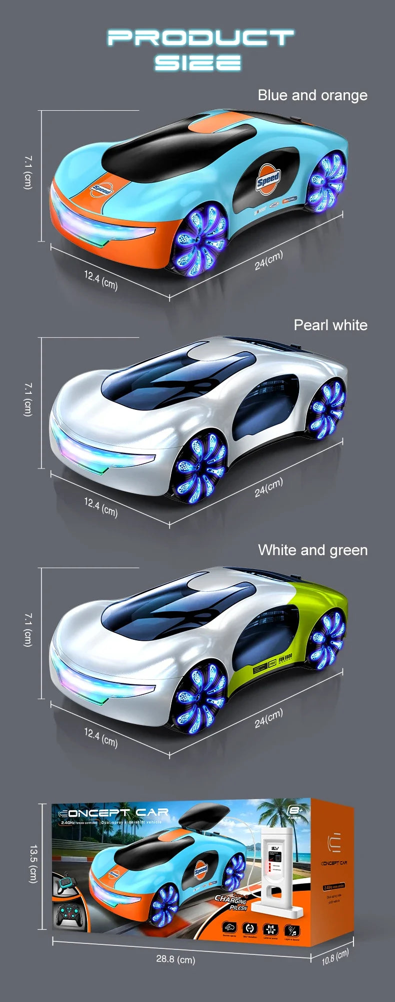 New energy RC Cars Toys for Boys 2.4GHz Remote Control Car with Lights Music & SprayEffects Gesture Sensing