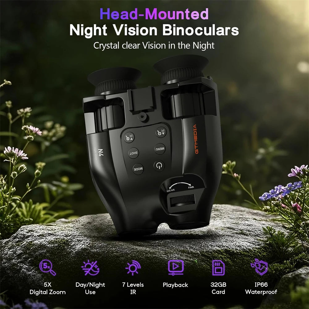GTGUARD N4 Digital Night Vision Binoculars 1080P Full HD Infrared Hunting Camera 300M 5X Optical For Total Darkness Surveillance