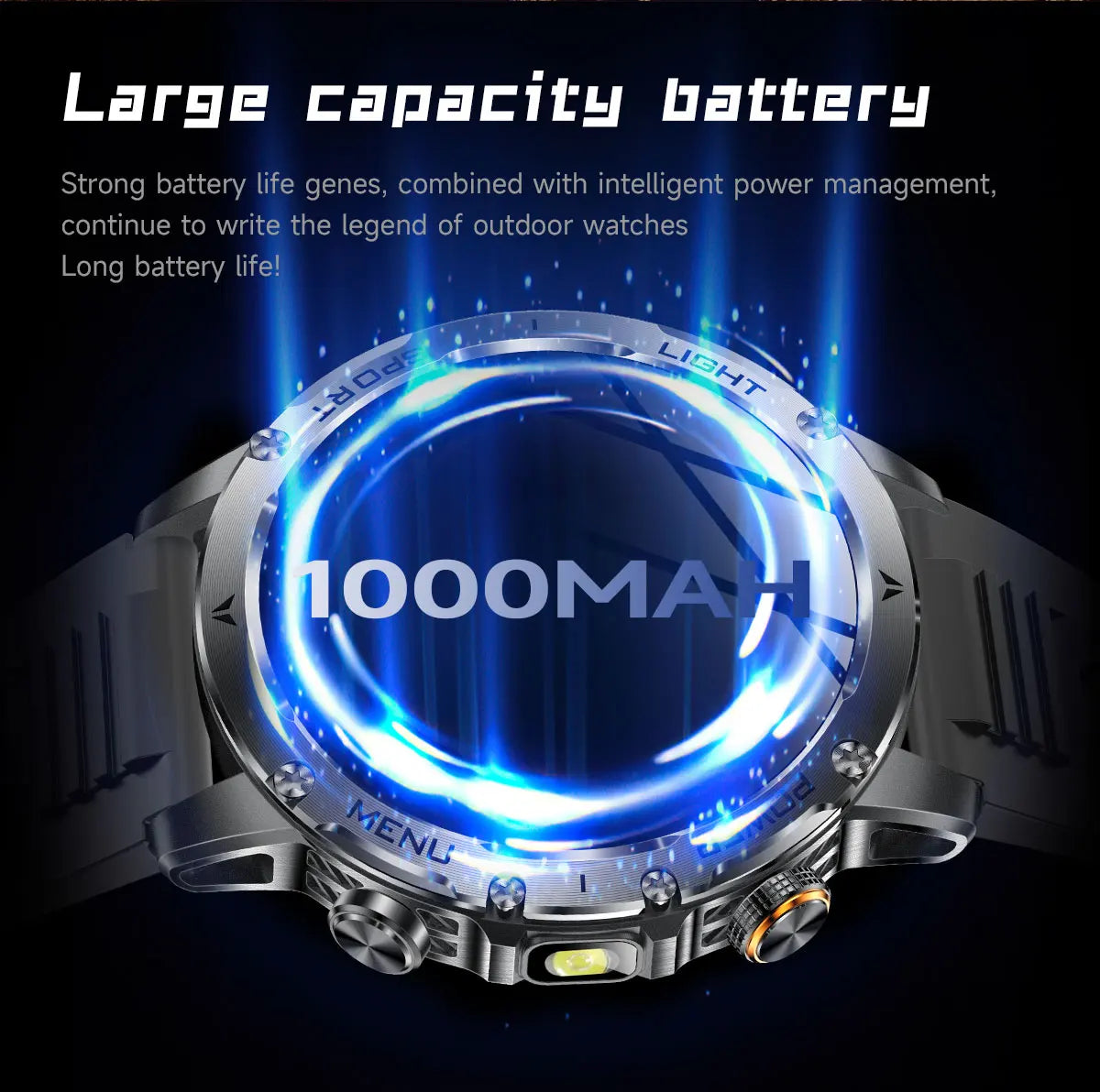 2025 1000mAh Super Capacity Battery 1.7-inch Large Screen Bluetooth Call IP68 Waterproof