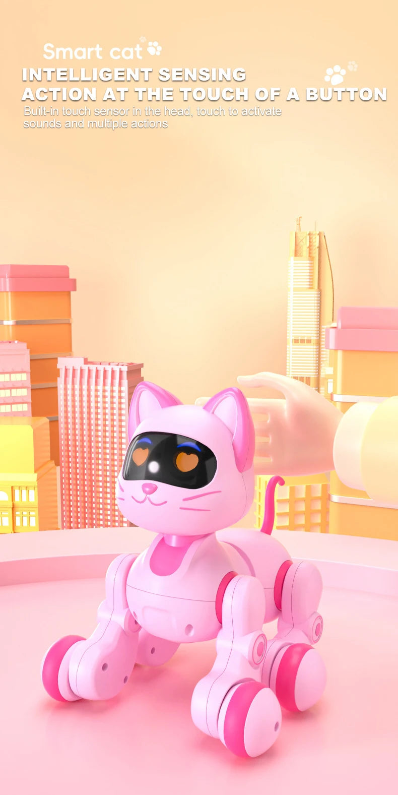 Smart Robot Cat Programmable Intelligent Remote Control Robot Cat Stunt Cat Voice Command Educational Pet