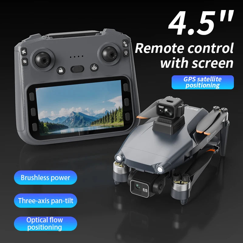 New L600 Pro Max Professional Drone With 8K Camera 3-Axis Gimbal WIFI 360° Obstacle Avoidance Large Screen FPV Brushless RC Dron