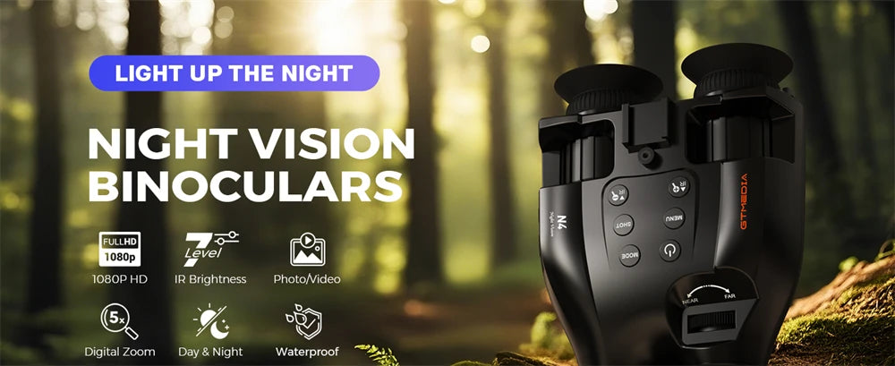 GTGUARD N4 Digital Night Vision Binoculars 1080P Full HD Infrared Hunting Camera 300M 5X Optical For Total Darkness Surveillance