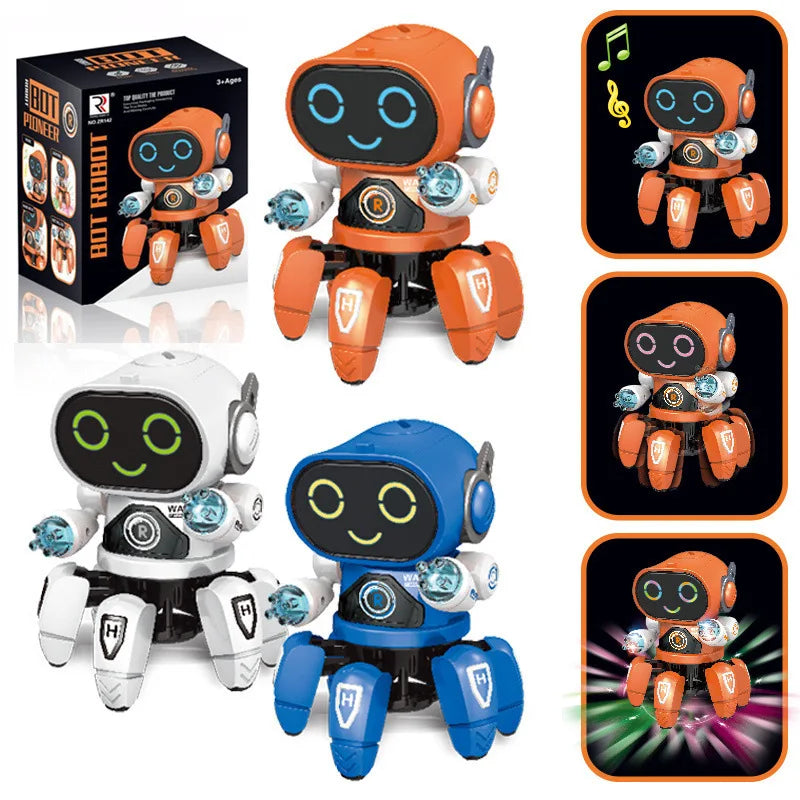 Dance Music 6 Claws Robot Octopus Spider Robots Vehicle Birthday Gift Toys for Children