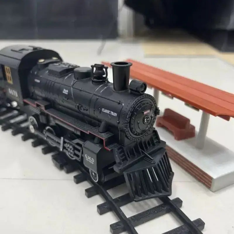 Classical Battery Operate Electric Railway Train Steam Locomotive Set Adding Water to Smoke Train Toys with Light&Sound   ﻿