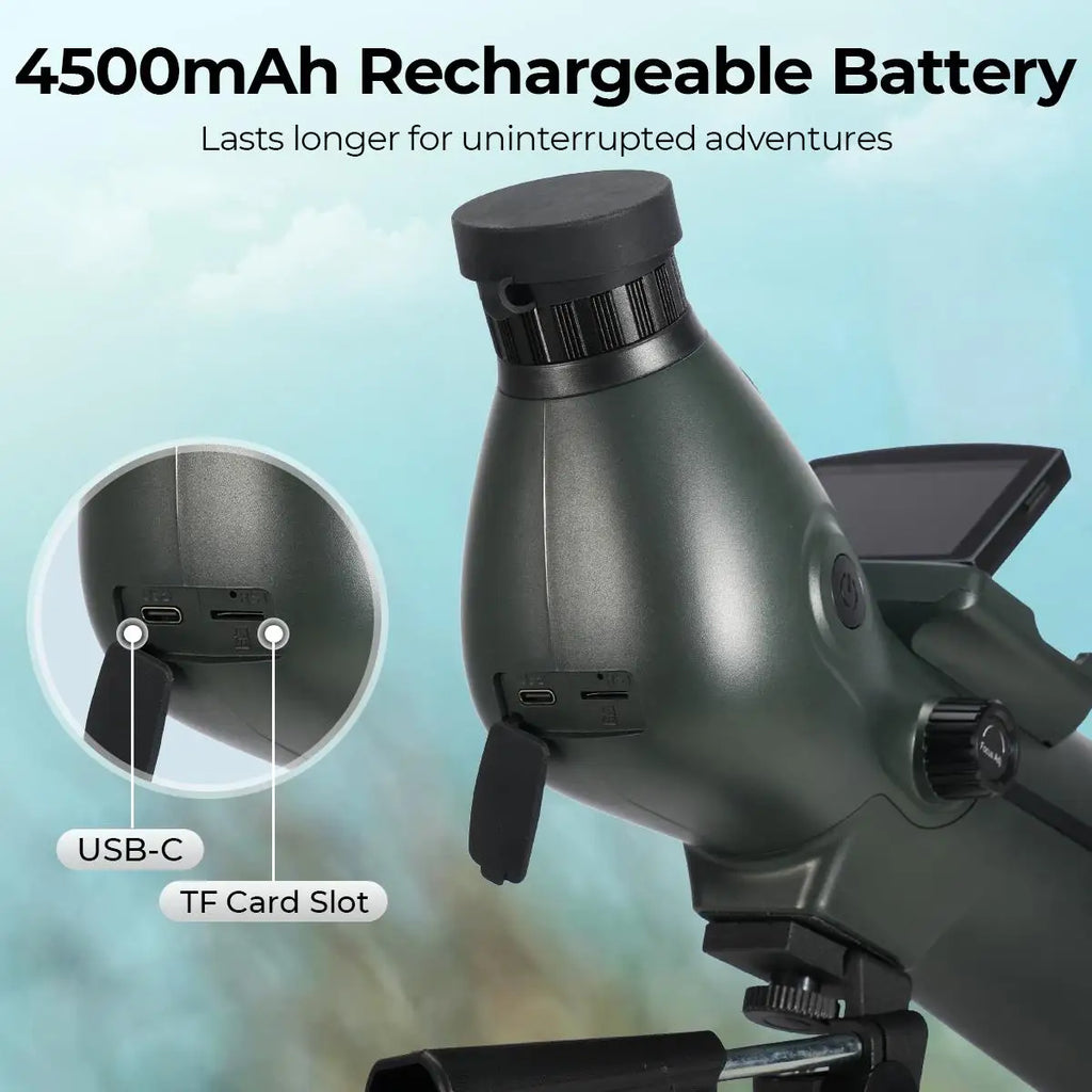 Spotting Scope Monocular Telescope with Camera 4K Video 30MP Photo 3in Display