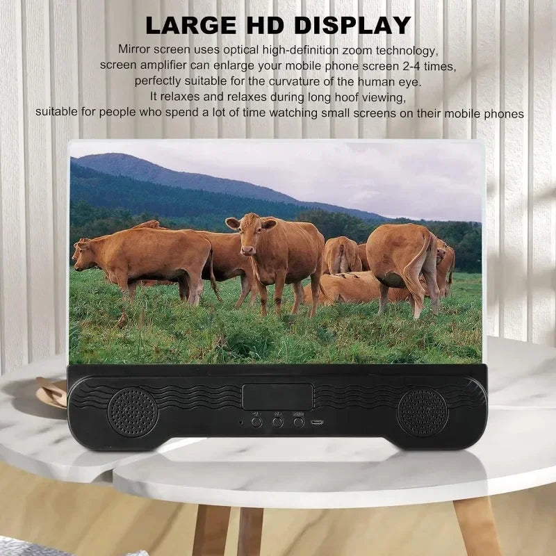 14" Cell Phone Screen Magnifier with Wireless Speaker Foldable Phone Stand with HD Screen Amplifier for Movies,Videos,Gaming