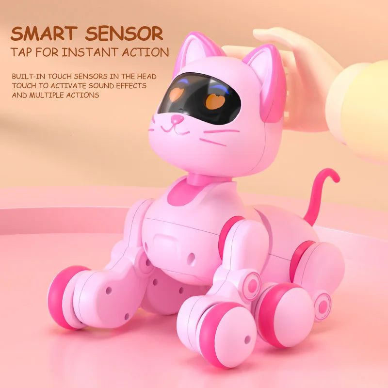 Smart Robot Cat Programmable Intelligent Remote Control Robot Cat Stunt Cat Voice Command Educational Pet