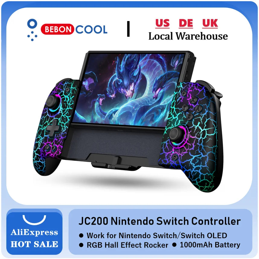 BEBONCOOL JC200 Switch Controller For Nintendo Switch/Switch OLED Joystick Gamepad Built-in 6-Axis Gyro Design Handheld Grip