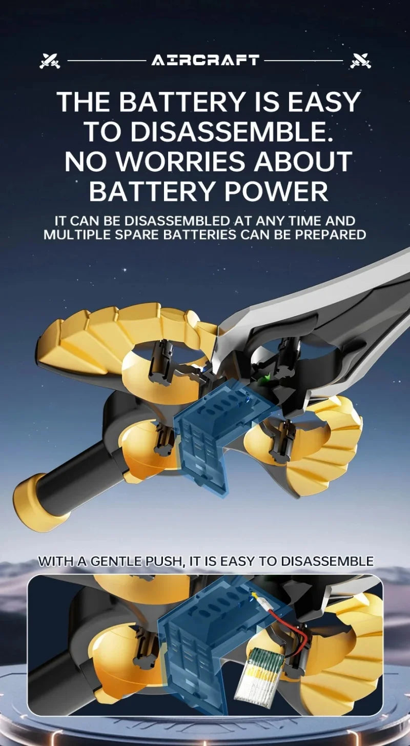 2.4G remote-controlled flying sword - 4-axis flying sword with light display, wristwatch control for special sword shape