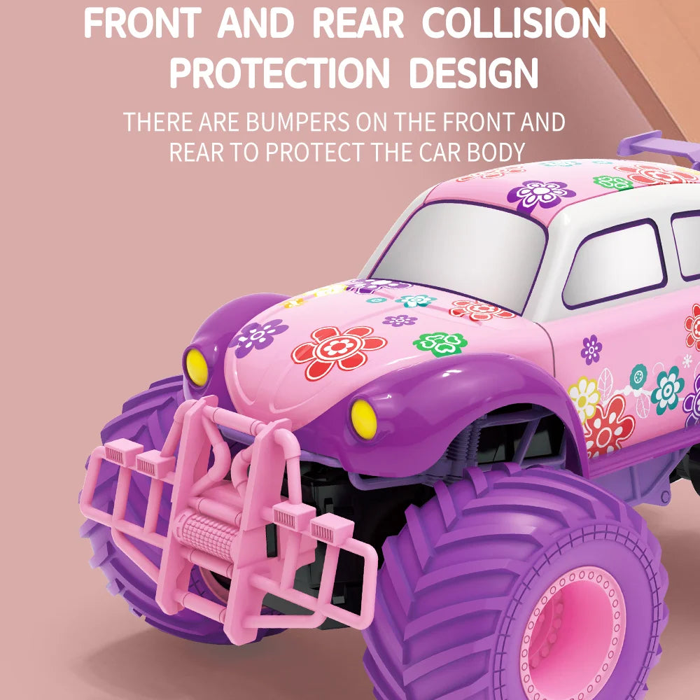 4WD Pink RC Car Pickup Truck Electric Climbing Drop-resistant Stunt Remote Control Princess Car Toy Children Gifts For Girls