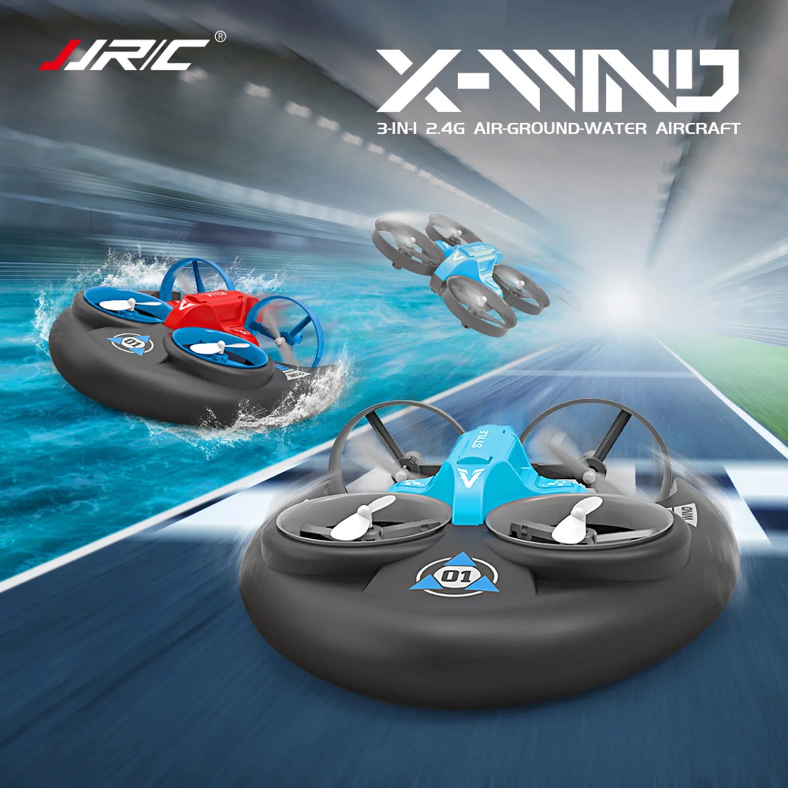 JJRC H101 2.4G Rc Water Land and Air Flying Hovercraft Remote Control Vehicle 3-in-1 Rc Mini Drone