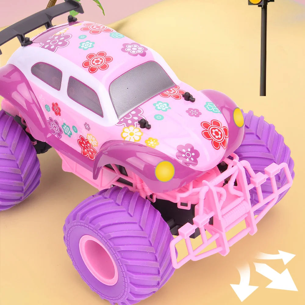 4WD Pink RC Car Pickup Truck Electric Climbing Drop-resistant Stunt Remote Control Princess Car Toy Children Gifts For Girls