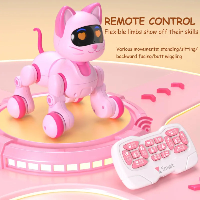 Smart Robot Cat Programmable Intelligent Remote Control Robot Cat Stunt Cat Voice Command Educational Pet