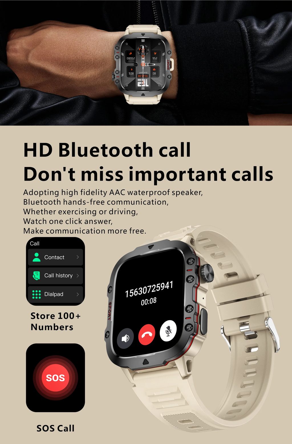 Original Military Men Smart Watches Wireless Call Fitness Clock IP68 Swim Waterproof Sport Smartwatch