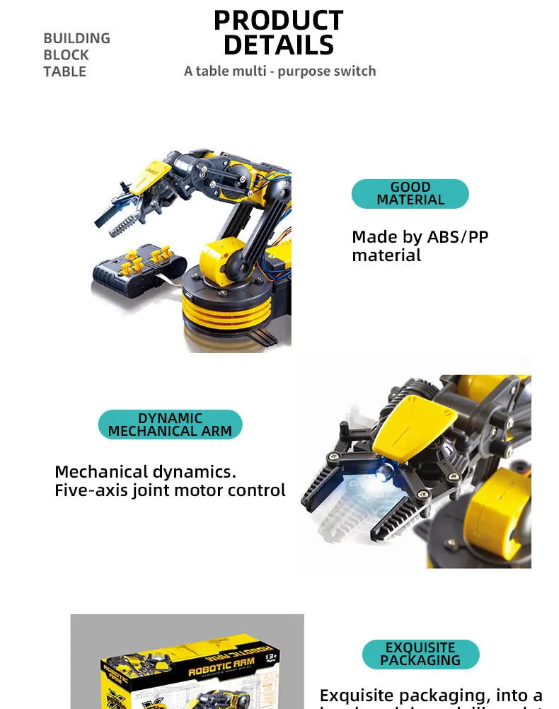 Remote Control Manipulator DIY Electric Scientific Robot Arm Experiment Assembling Children's Educational Toys