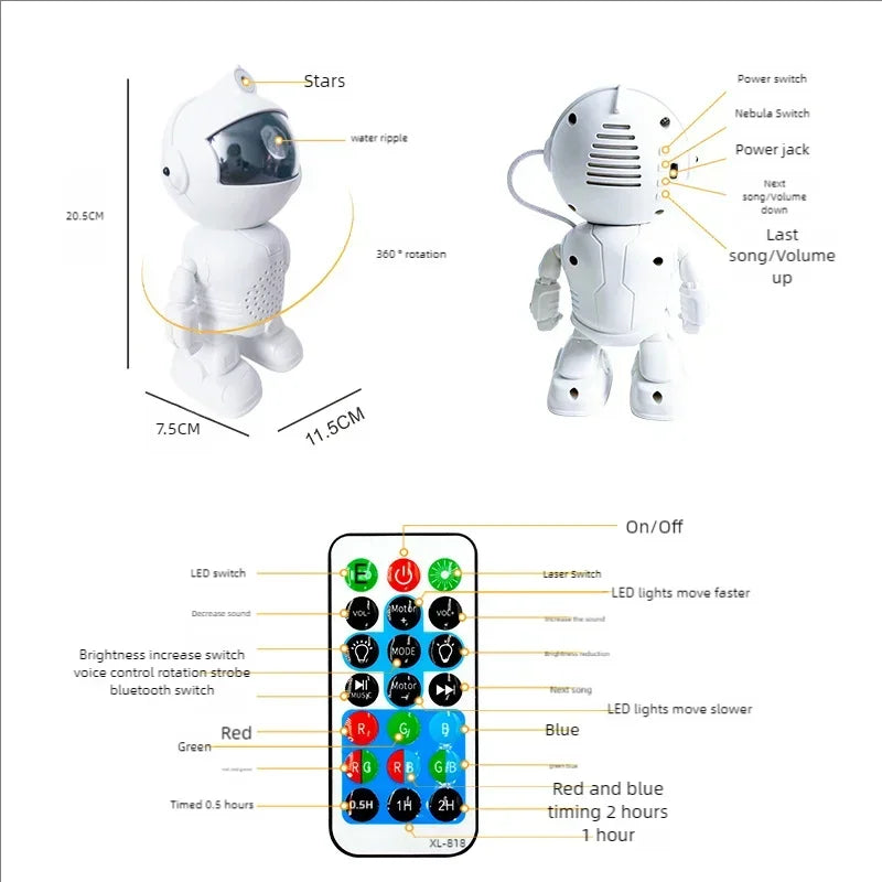 Galaxy Star Astronaut Projector Light Starry Sky Porjectors Lamp Decoration Bedroom Room Nebula LED Night Light