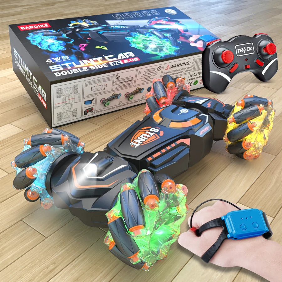 4WD RC stunt car rotation drift 2.4G wireless remote control car children's and boys sound and light toy car