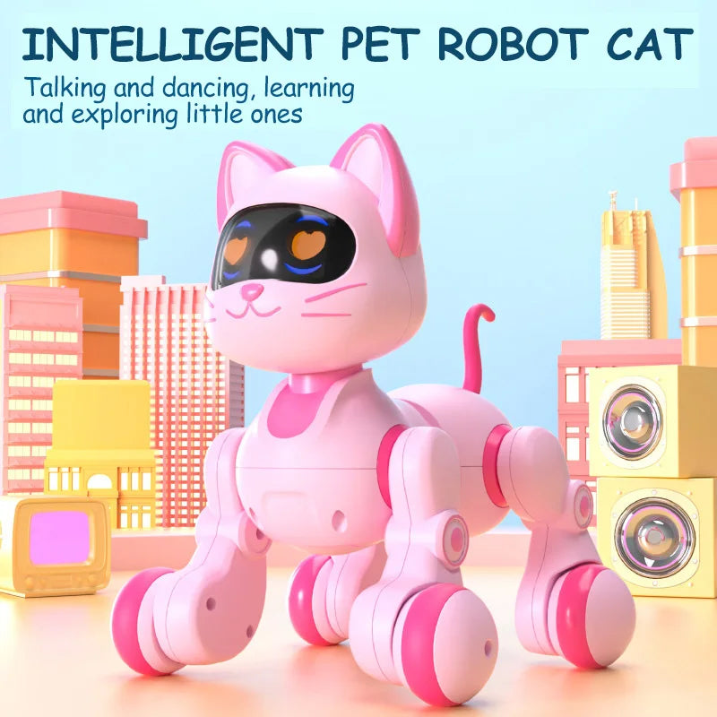 Smart Robot Cat Programmable Intelligent Remote Control Robot Cat Stunt Cat Voice Command Educational Pet