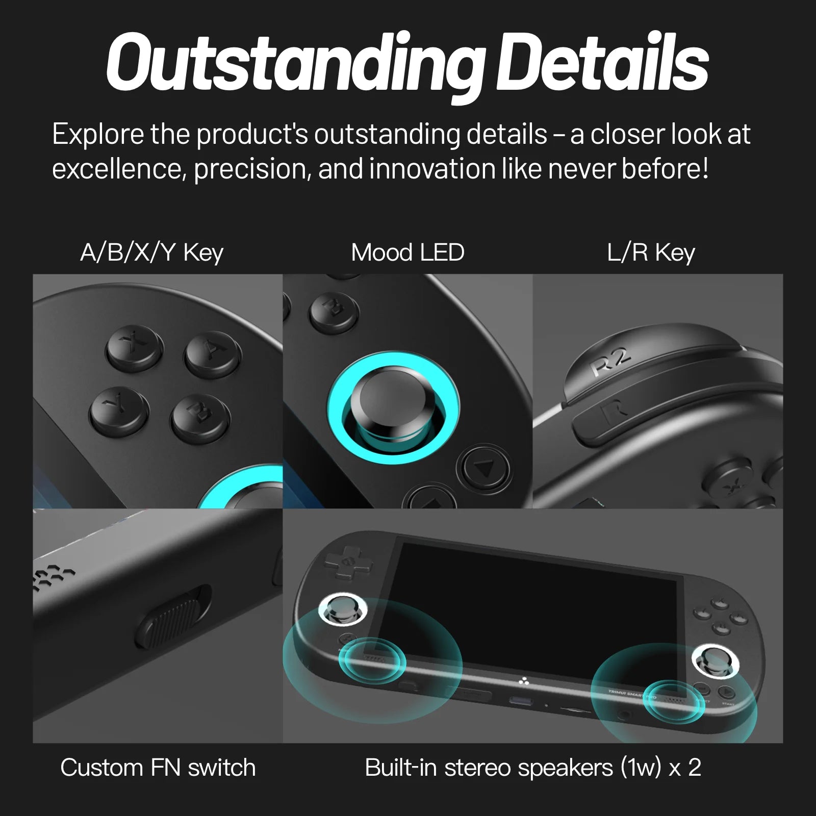 Trimui Smart Pro Handheld Game Console 4.96''IPS Screen Linux System Joystick RGB Lighting  Retro Video