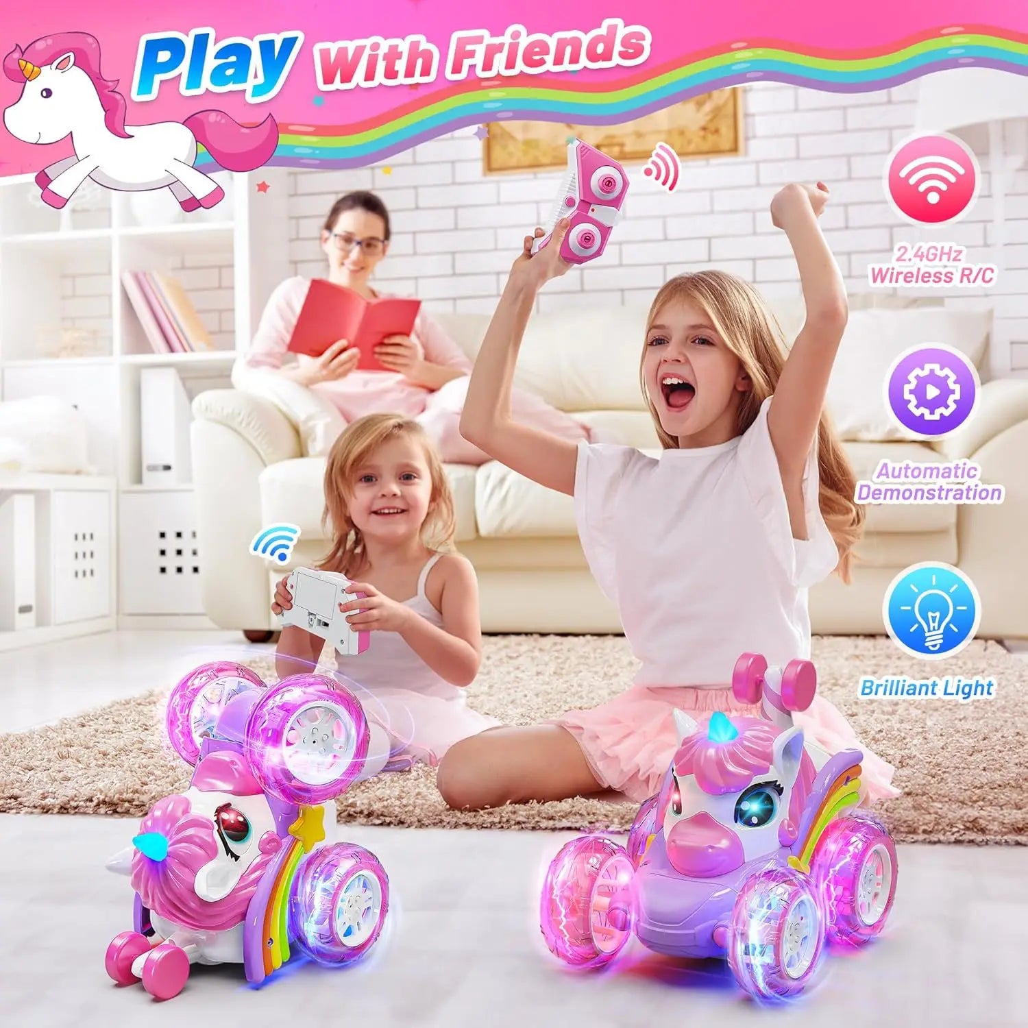 Unicorn RC Car Remote Control Unicorn Electric Toys Cartoon Cute Toys Creative Fun Light-emitting Doll Girl Gifts