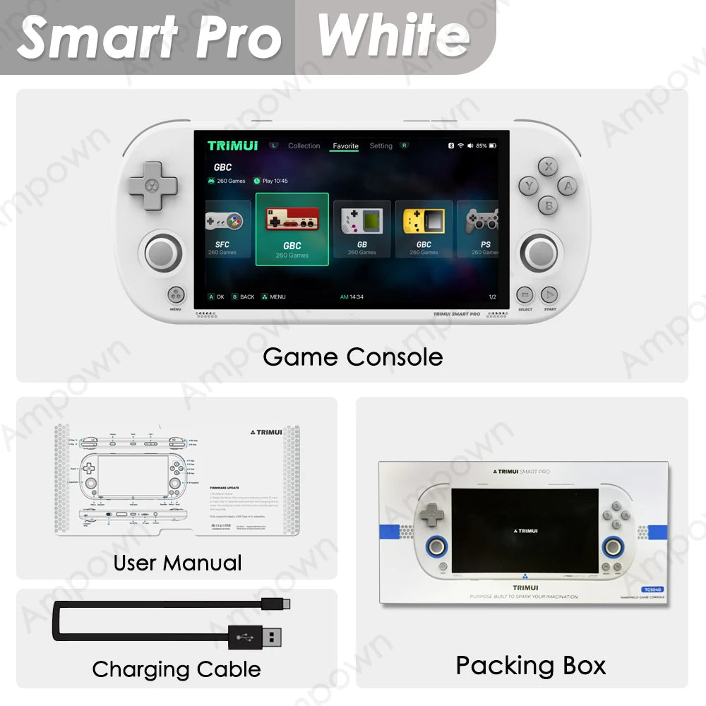 Trimui Smart Pro Handheld Game Console 4.96''IPS Screen Linux System Joystick RGB Lighting  Retro Video