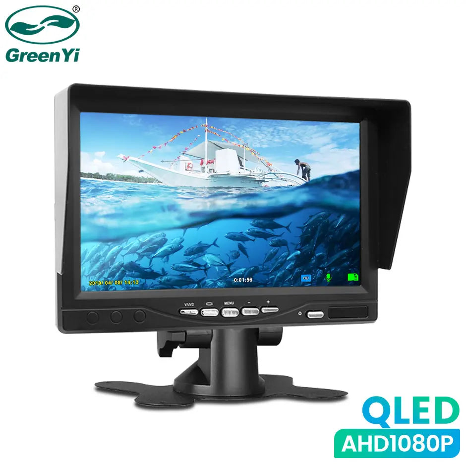 GreenYi 7" AHD Recording DVR 1800cd Highlight Quantum Screen Monitor Support for Truck Bus Fishing Support SD Card