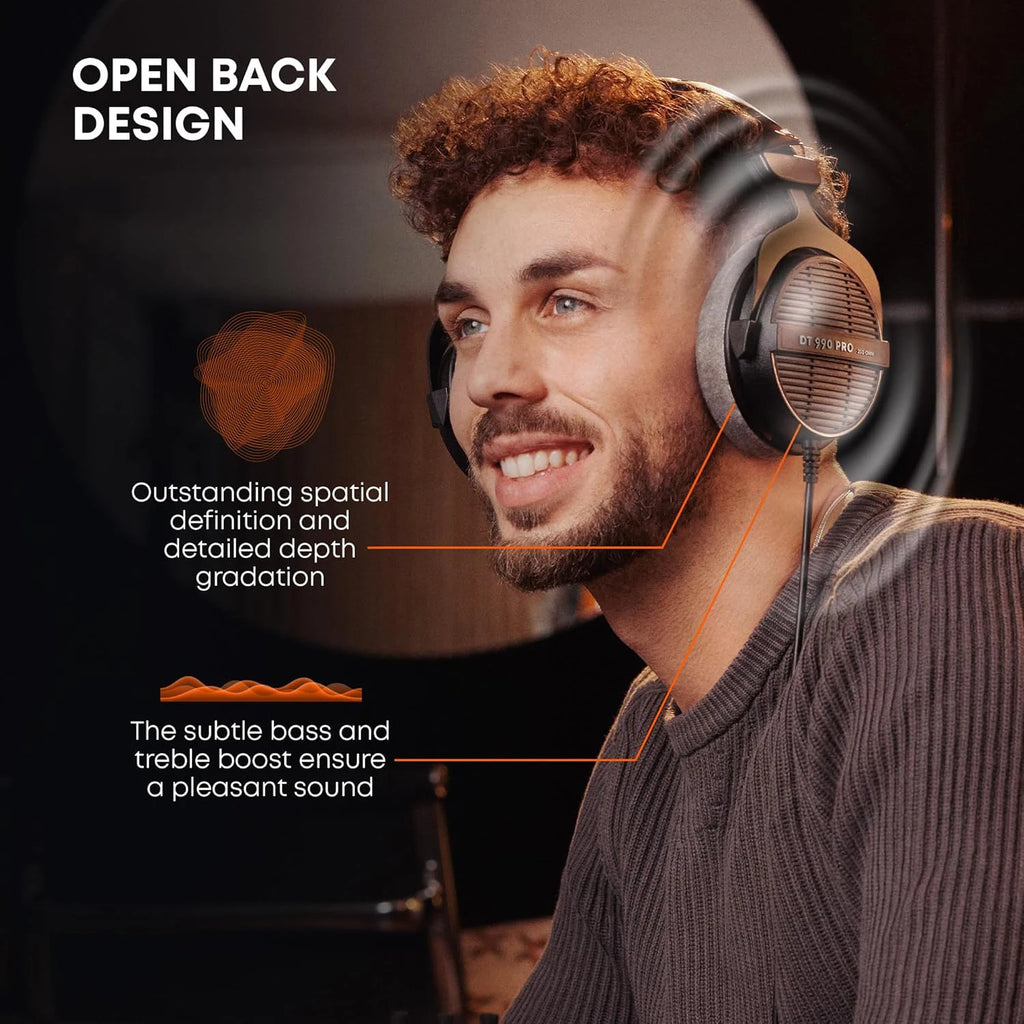 Sanpusen DT 990 PRO Open-Back Studio Monitor Headphones with High-Resolution Audio for Mixing and Mastering
