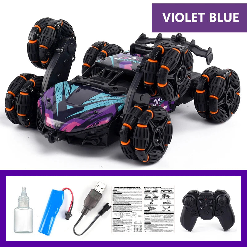 Children's Alloy Remote Control Car Morphing Six-Wheeled RC Off-Road Climbing Stunt Four-Wheel Drive Spray Drift Racing Car Toys