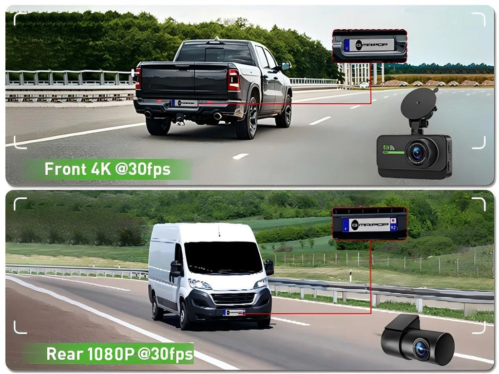 4K Dash Cam for Cars  WIFI Camera for Car Front and Rear Dash Camera Black Box 24H