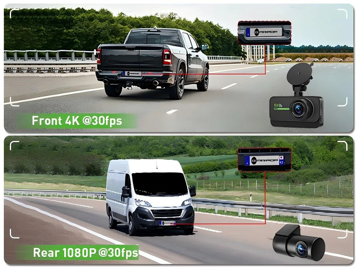 4K Dash Cam for Cars  WIFI Camera for Car Front and Rear Dash Camera Black Box 24H