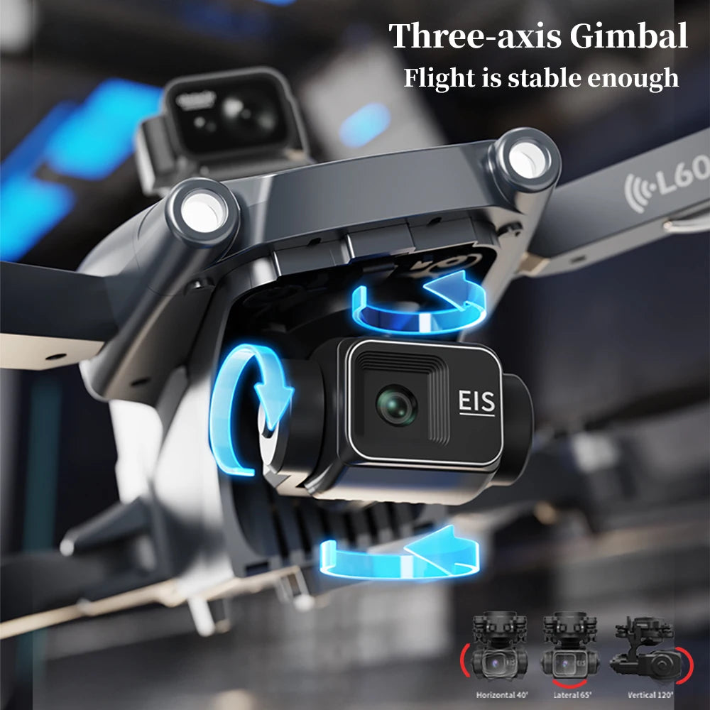 New L600 Pro Max Professional Drone With 8K Camera 3-Axis Gimbal WIFI 360° Obstacle Avoidance Large Screen FPV Brushless RC Dron