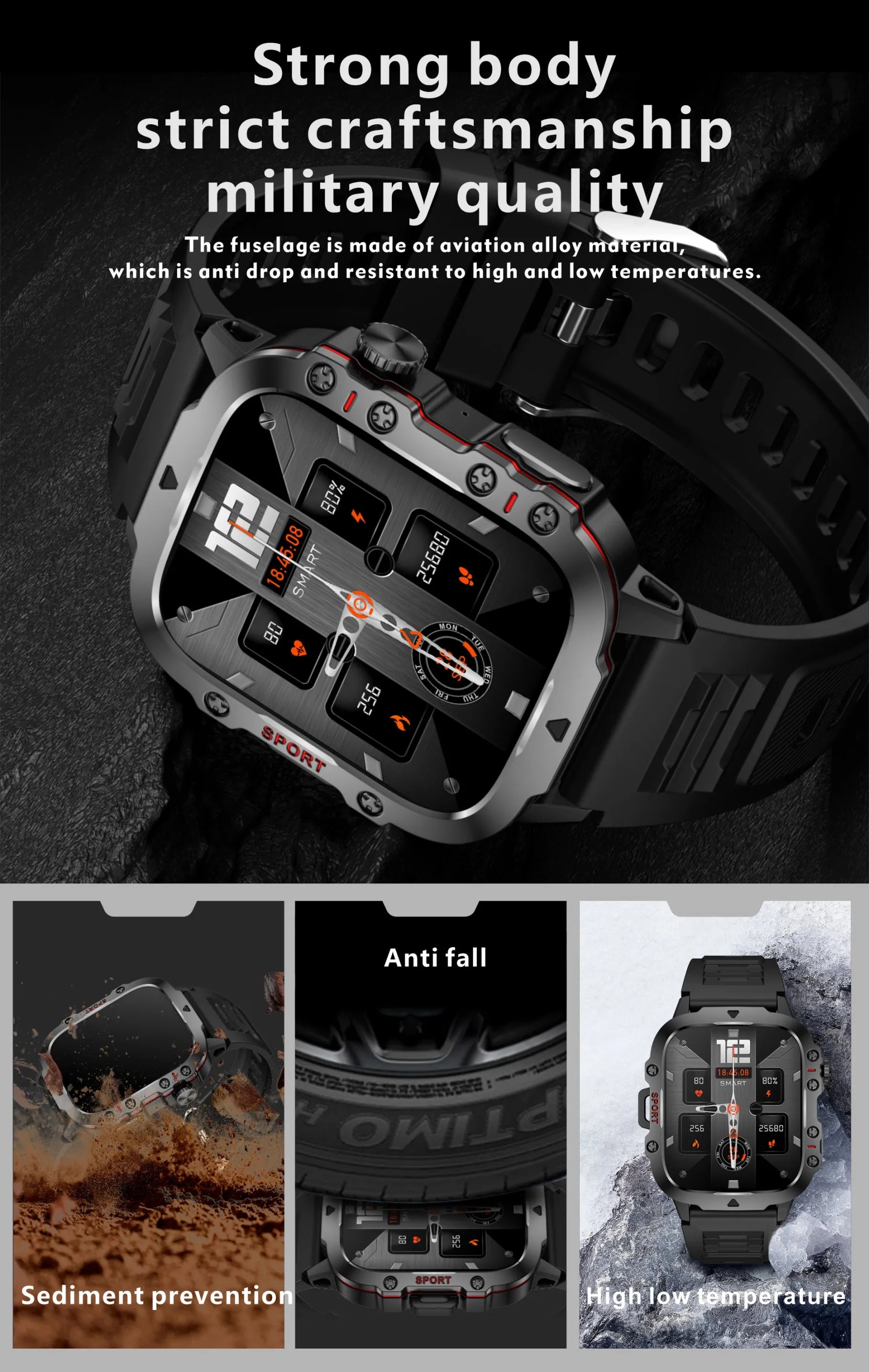 Original Military Men Smart Watches Wireless Call Fitness Clock IP68 Swim Waterproof Sport Smartwatch