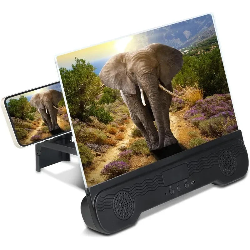 14" Cell Phone Screen Magnifier with Wireless Speaker Foldable Phone Stand with HD Screen Amplifier for Movies,Videos,Gaming
