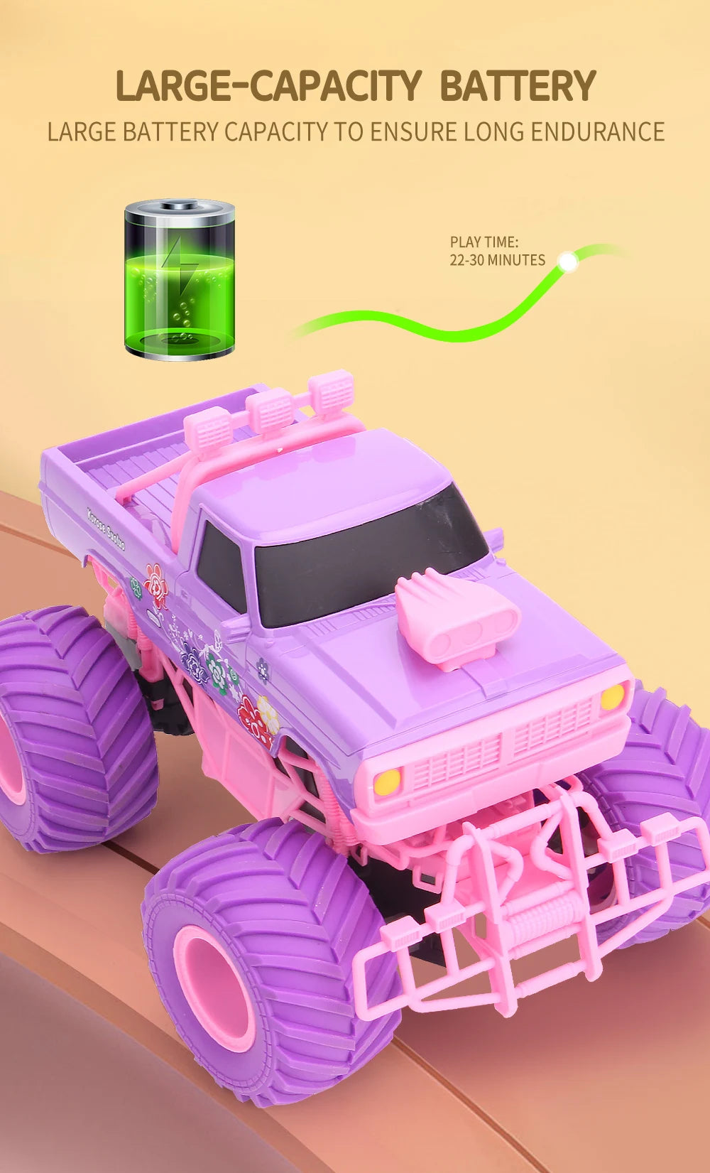 4WD Pink RC Car Pickup Truck Electric Climbing Drop-resistant Stunt Remote Control Princess Car Toy Children Gifts For Girls
