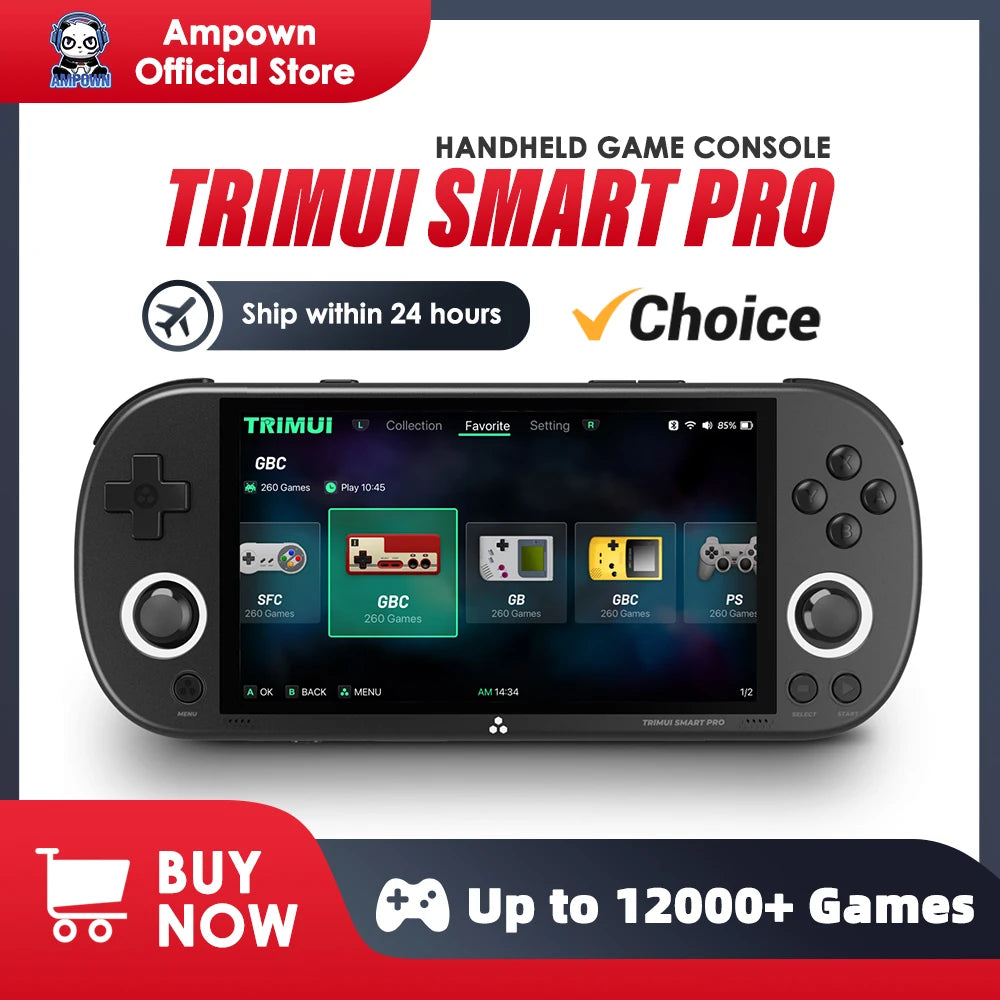 Trimui Smart Pro Handheld Game Console 4.96''IPS Screen Linux System Joystick RGB Lighting  Retro Video