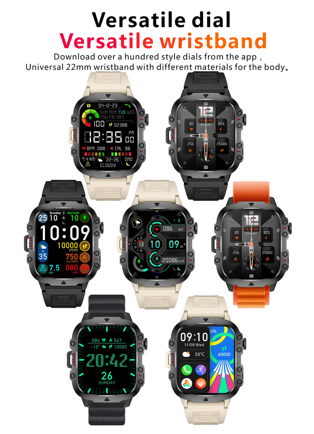 Original Military Men Smart Watches Wireless Call Fitness Clock IP68 Swim Waterproof Sport Smartwatch